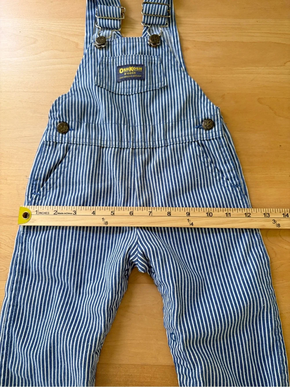 Vintage Toddler OshKosh Striped Railroad Baby Denim Overall Bibs